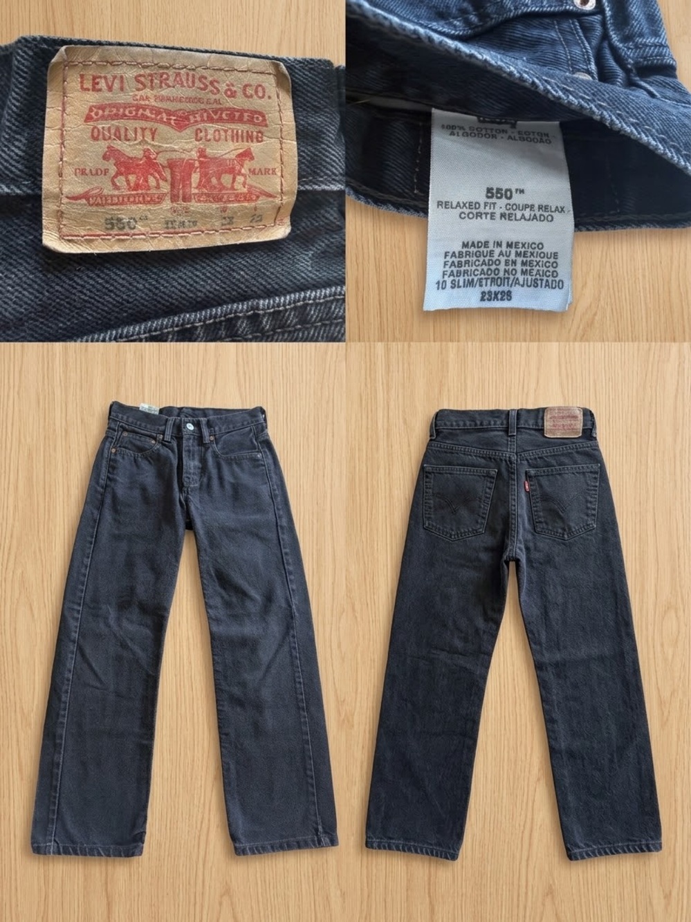 Levi’s 550 Boy/Girl Jeans 10 Slim Relaxed Fit Black 23/25